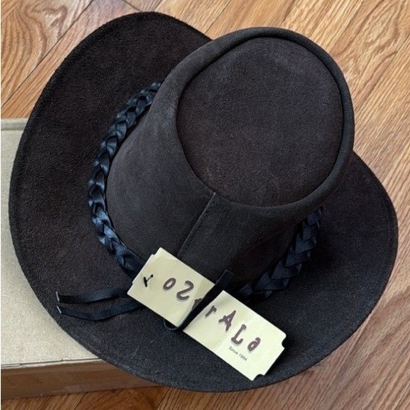 Oztrala Men’s Dark Brown Premium Leather Collection Suede Hat Sz M/L (NWT) - Picture 2 of 10